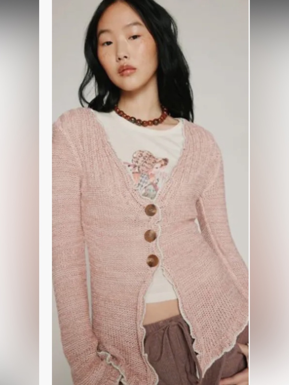 Urban Outfitters Pink Knit Cardigan NWT SZ M Ruffles Fairycore Soft Girl Boho